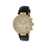 Michael Kors Parker Black Leather Strap Dial Chronograph Quartz Watch for Ladies - MK2316