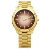 Michael Kors Runway Gold Stainless Steel Brown Dial Quartz Unisex Watch - MK-3381