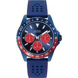 Guess Odyssey Blue Silicone Strap Blue Dial Quartz Watch for Gents - W1108G1