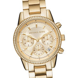 Michael Kors Jet Set Gold Stainless Steel Gold Dial Chronograph Quartz Watch for Ladies - MK6356