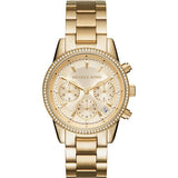 Michael Kors Jet Set Gold Stainless Steel Gold Dial Chronograph Quartz Watch for Ladies - MK6356