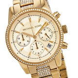 Michael Kors Ritz Gold Stainless Steel Gold Dial Chronograph Quartz Watch for Ladies - MK6484