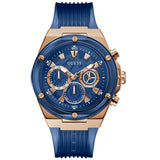 Guess Poseidon Transparent Blue Silicone Strap Blue Dial Chronograph Quartz Watch for Gents - GW0425G3
